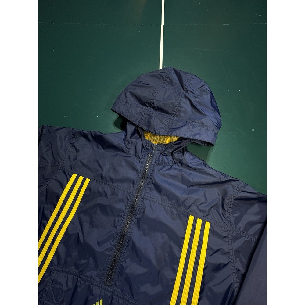 Vintage 90s Adidas 3 Stripe‎ Windbreaker Jacket Men's Large Blue Hooded Anorak - Picture 4 of 12